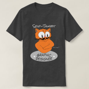 Självupprätt GRAPHIC DESIGNER Mustache Cat T Shirt