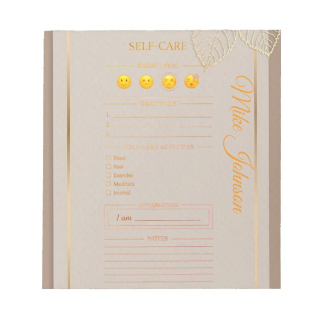 Självvård klassisk Planner guld lyx vattenfärg Anteckningsblock (Framsida)