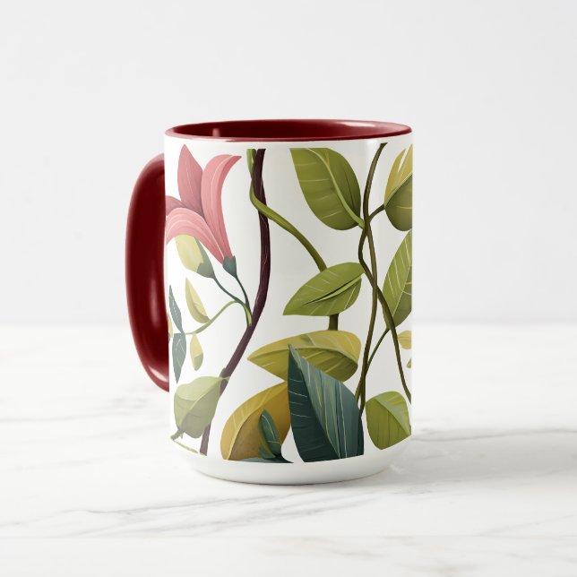 Sjarmerande kaffemugg med blommtryck (Framsida vänster)