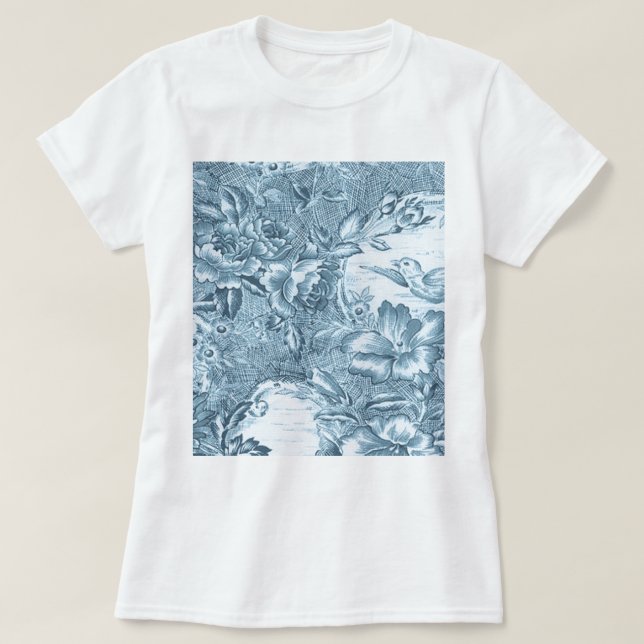 Sjaskig blåttfransk Toile T-shirt (Design framsida)