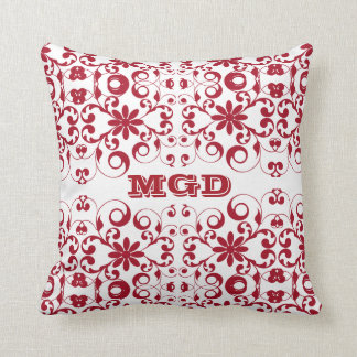 Sjaskig för vintage blom- och chic mönstermonogram kudde
