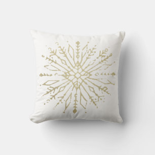 Sjaskig guld- Snowflakeillustrationdekorativ kudde