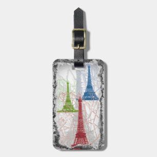 Sjaskig märkre för Paris Eiffel tornbagage Bagagebricka
