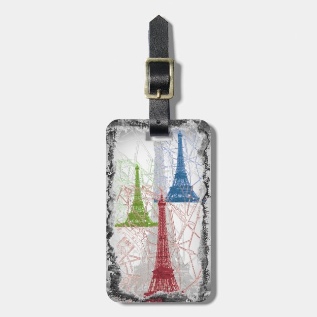 Sjaskig märkre för Paris Eiffel tornbagage Bagagebricka (Vertikal Framsida)