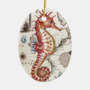 Sjaskig Seahorse Julgransprydnad Keramik