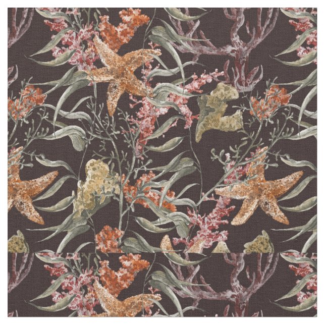 Sjaskigt havslivmönster tyg (Närbild)