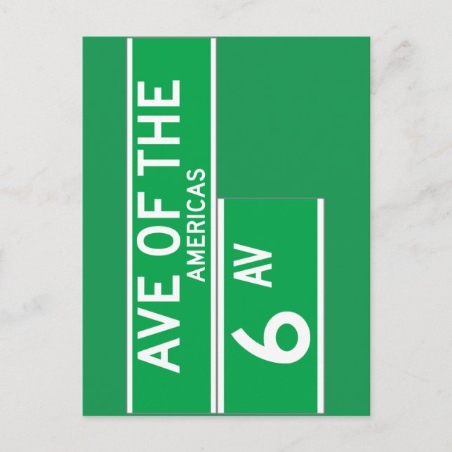 sjätte Av., New York Street Sign Vykort (Framsida)