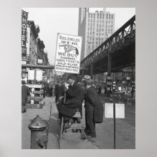 Sjätte Avenue Sign Man, 1937 Poster