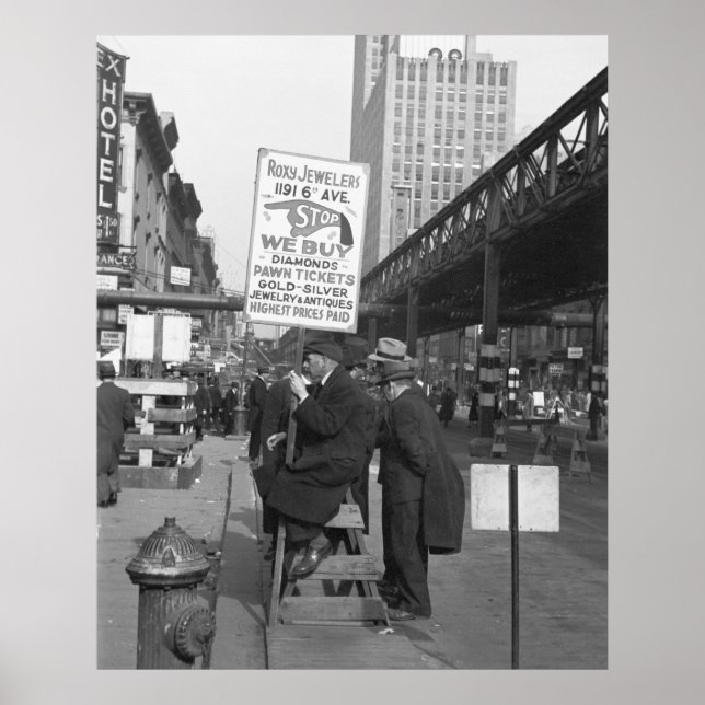 Sjätte Avenue Sign Man, 1937 Poster (Framsidan)