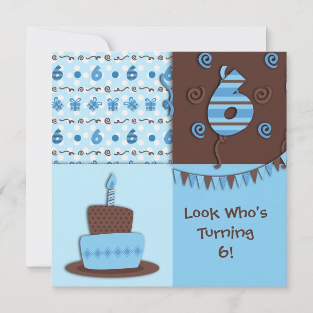 Sjätte födelsedag: Pojke: Inbjudan (Framsida)