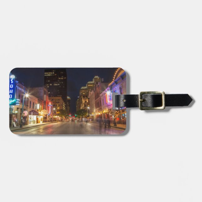 Sjätte gatan i Dusk i Austin, Texas Bagagebricka (Horisontell Framsida)