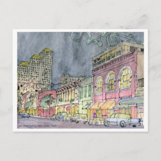 Sjätte gatan tittar Väster, Austin, Texas Vykort