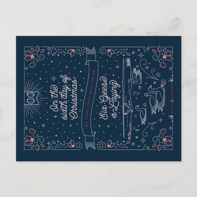 SJÄTTE JULDAGEN / Julkort Helg Vykort (Framsida)