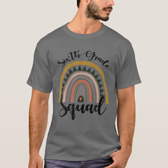 Sjätte Klass Squad Student-läraren Boho Rainbow T Shirt (Framsida)