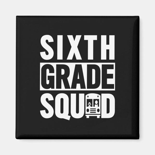 Sjätte Klass-torget (6e Klass-skolan - vit text) Magnet (Framsidan)