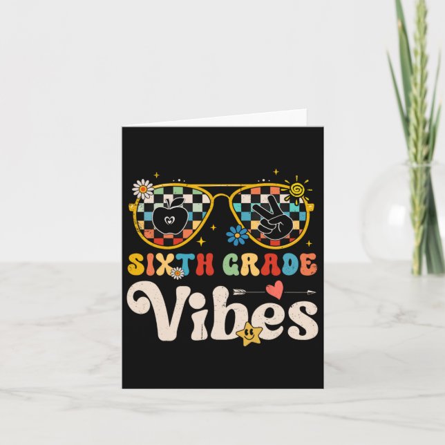 Sjätte Klass Vibes - 6e Klass Team Retro 1:a dagen Kort (Framsida)