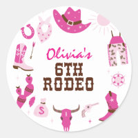 Sjätte rodeo Rosa Western Cowboy 6e födelsedagen