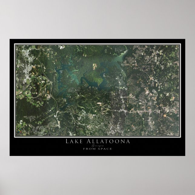 Sjö Allatoona Georgia Satellite Poster Karta (Framsidan)