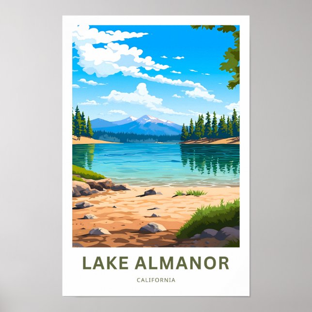 Sjö Almanor California Travel Skriv ut Poster (Framsidan)