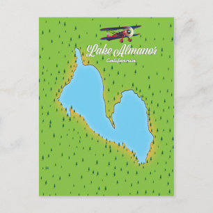 Sjö Almanor California USA karta Vykort