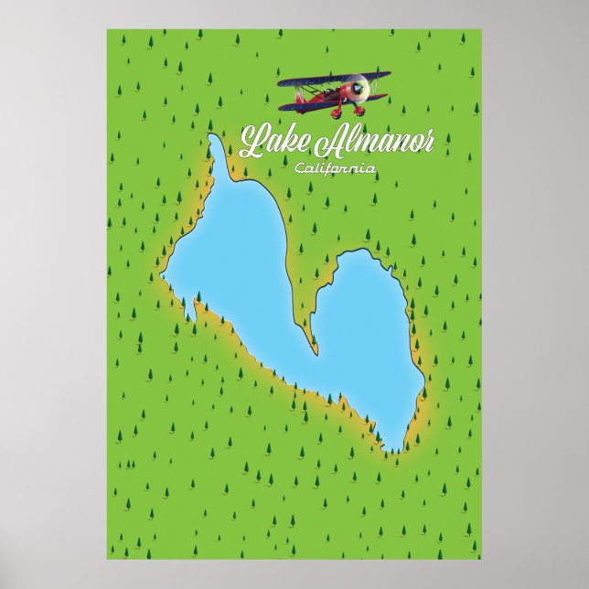 Sjö Almanor Kalifornien USA karta Poster (Framsidan)