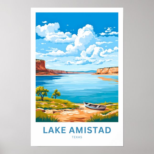 Sjö Amistad Texas Travel Print Poster (Framsidan)