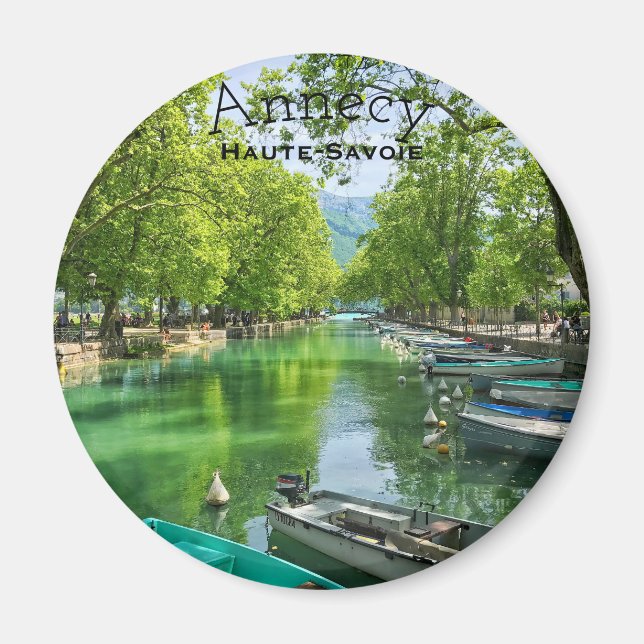 Sjö Annecy, Haute-Savoie Round Magnet (Framsidan)