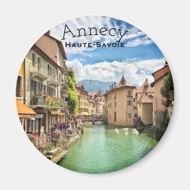 Sjö Annecy, Haute-Savoie Round Magnet (Framsidan)