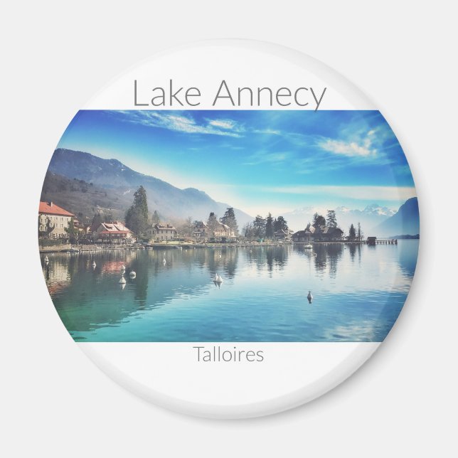 Sjö Annecy - Talloires, Haute-Savoie Round Magnet (Framsidan)
