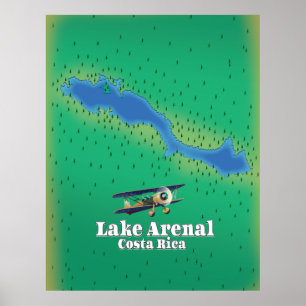 Sjö Arenal, Costa Rica sjö karta Poster