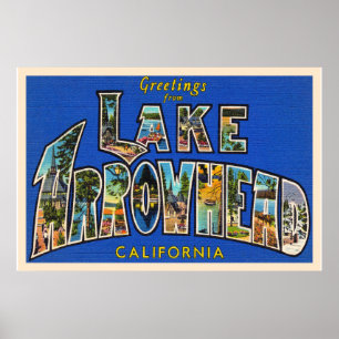 Sjö Arrowhad California CA Large Brev vykort Poster