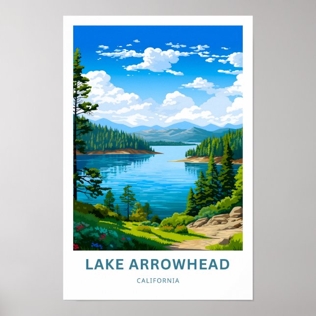 Sjö Arrowhad California Travel Print Poster (Framsidan)
