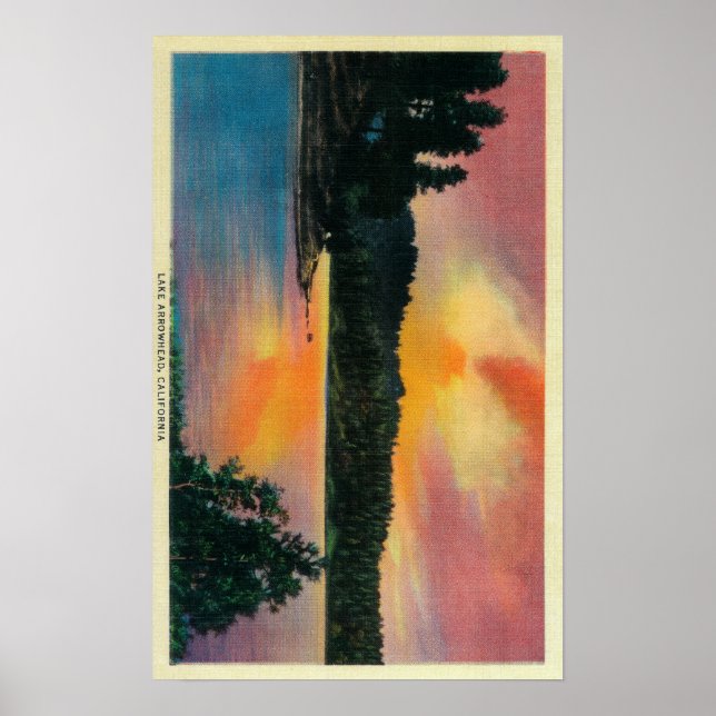Sjö Arrowhad vid SunsetLake Arrowhad, CA Poster (Framsidan)