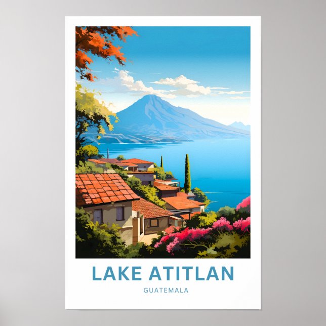 Sjö Atitlan Guatemala Travel Skriv ut Poster (Framsidan)