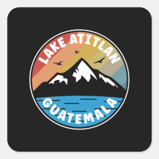 Sjö Atitlan - Guatemalas Vintage Fyrkantigt Klistermärke