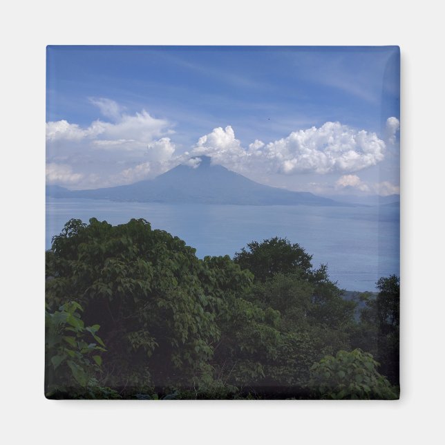 Sjö Atitlan Vulkaners Photo Magnet (Framsidan)