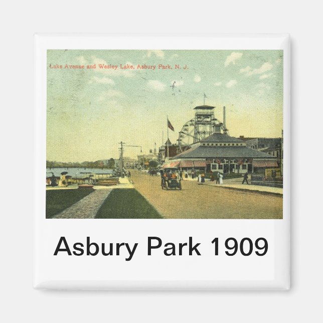 Sjö Avenue, Asbury Park, NJ 1909 Vintage Magnet (Framsidan)