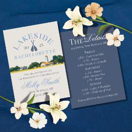 Sjö Bachelorette Helg Blue Nautical Itinerary Inbjudningar