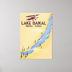 Sjö Baikal Sibiia Rysk reseaffisch Karta Canvastryck