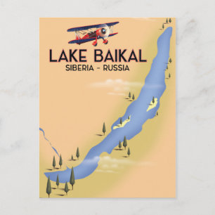 Sjö Baikal Sibiia Rysk reseaffisch Karta Vykort