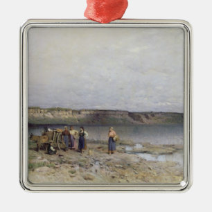 Sjö Balaton med kusten av Akarattya, 1885 Julgransprydnad Metall