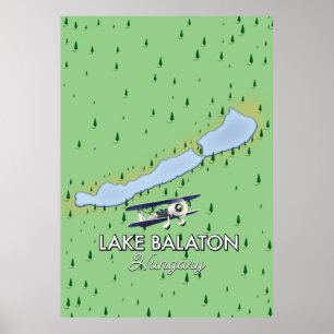 Sjö Balaton Ungern karta Poster