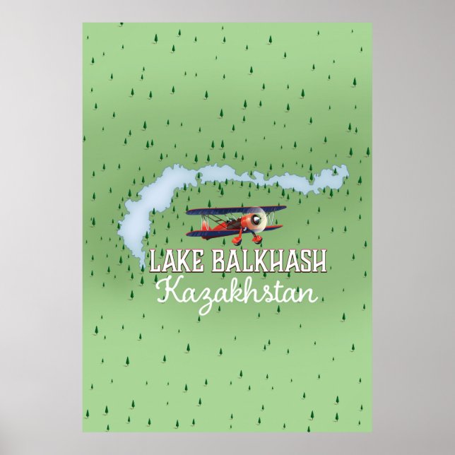 Sjö Balkhash Kazakstan sjö karta Poster (Framsidan)