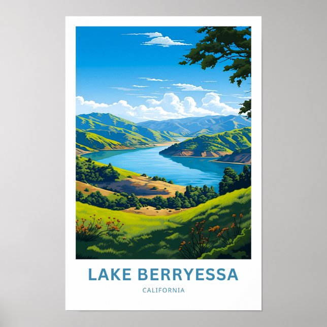 Sjö Berryessa California Travel Print Poster (Framsidan)