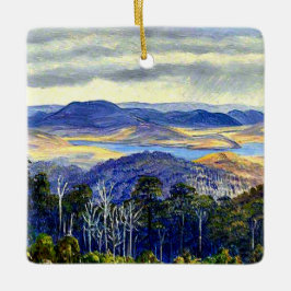 Sjö Biwa, Japan, bra konsmålning Julgransprydnad Keramik