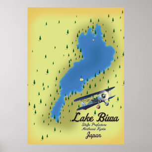 Sjö Biwa Japan karta Poster