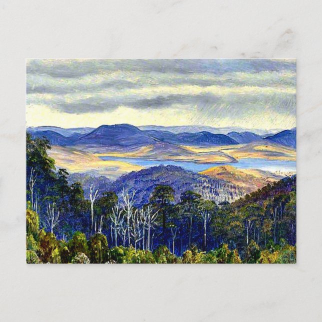 Sjö Biwa, Japan, vintage liggande målning, Vykort (Framsida)