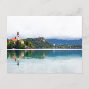 Sjö Bled Reflection, Slovenien Vykort