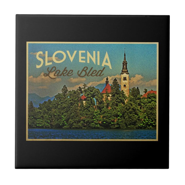Sjö Bled Slovenien Kakelplatta (Framsidan)