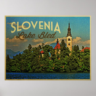 Sjö Bled Slovenien Poster